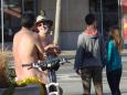 Non-gay naturists in winter Csatro streets