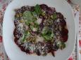 As a starter a red beatroot carpaccio