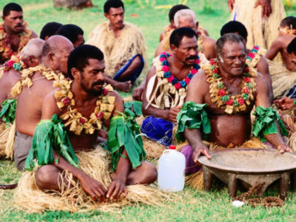 Flowers and people in Fiji